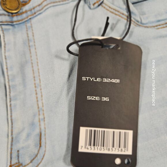 Men's Royal Spirit Denim Blue Jeans Size 36 New with tags ripped with patches - Picture 5 of 13